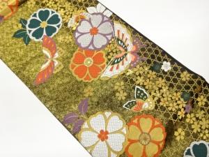 桜に蝶・籠目模様織出し袋帯